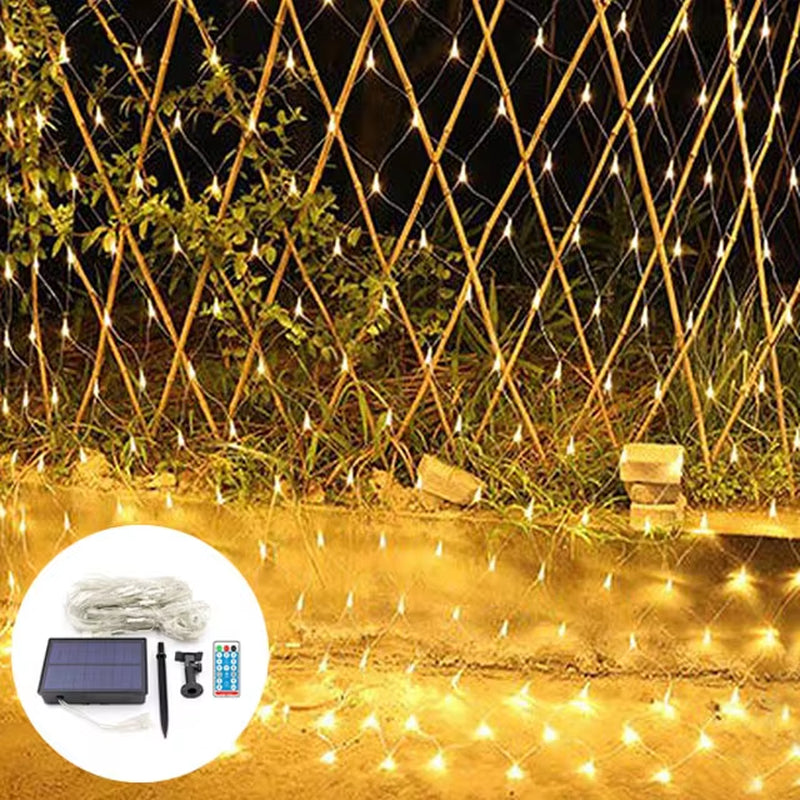 3X2M Solar Net String Lights Christmas Holiday Lights Outdoor Garden Light Garland for Xmas Tree Backyard Wedding Party Decor