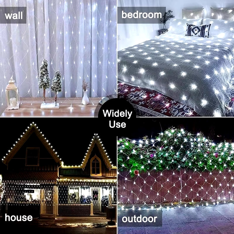 3X2M Solar Net String Lights Christmas Holiday Lights Outdoor Garden Light Garland for Xmas Tree Backyard Wedding Party Decor