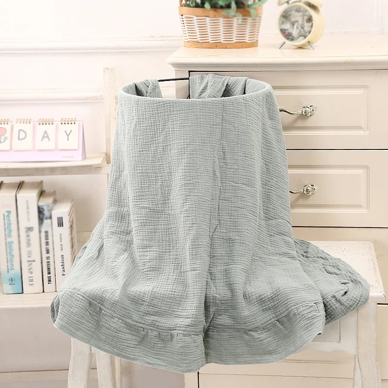 100% Organic Cotton Baby Wrap Gauze Ruffle Infant Blanket Kid Soft Breathable Wrinkle Comfortable Blanket Infant Security Cover